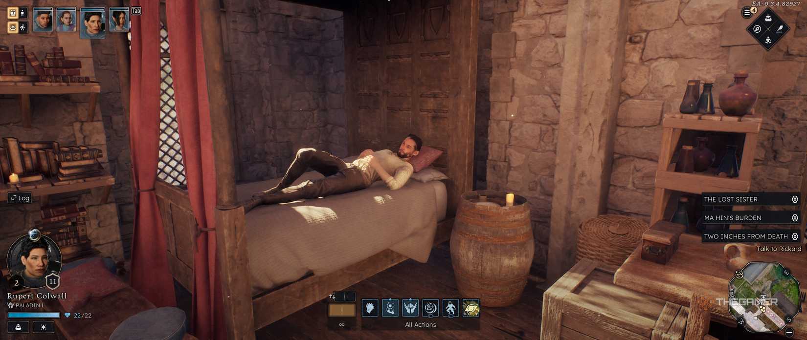 Rickard is recovering in bed in Solasta 2.