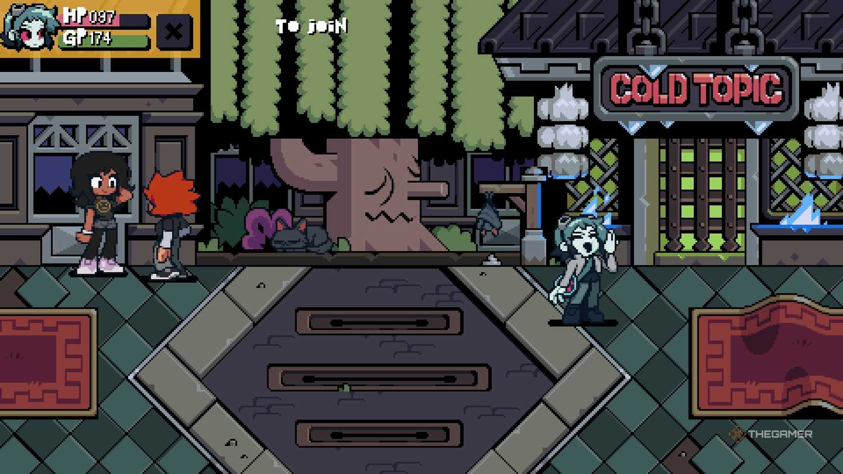 Ramona standing in front of Cold Topic in Scott Pilgrim EX.