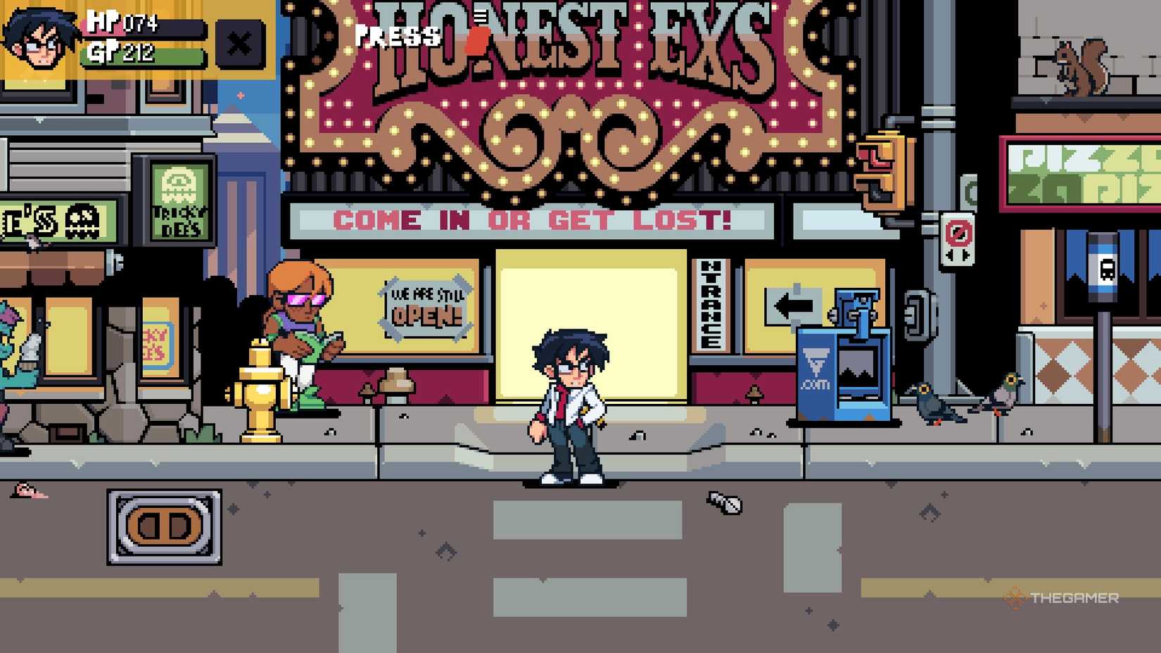 Gideon next to Honest Ex's in Scott Pilgrim EX.