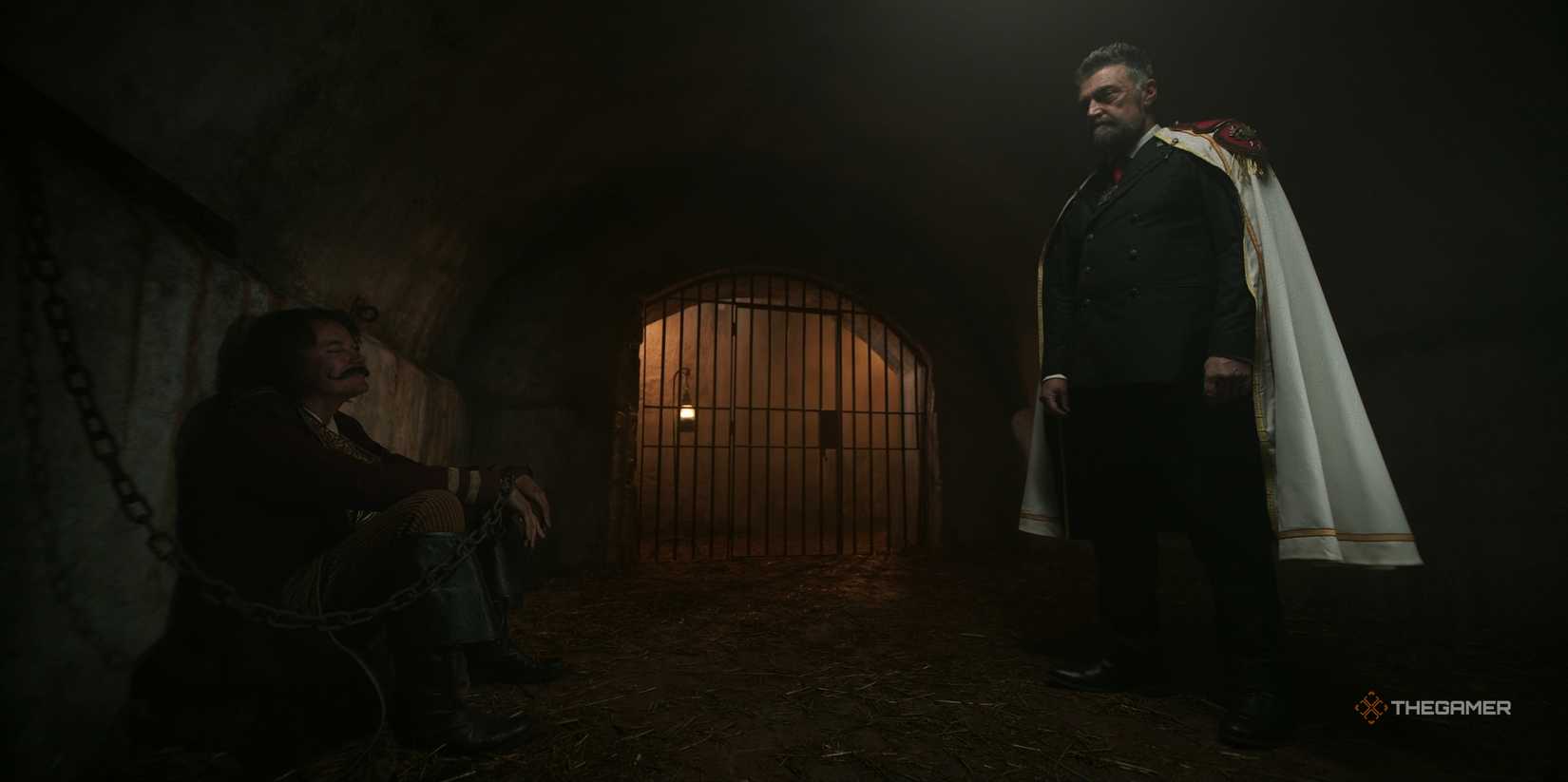 Gold D. Roger in prison, talking to Garp in Netflix's One Piece Season 2.