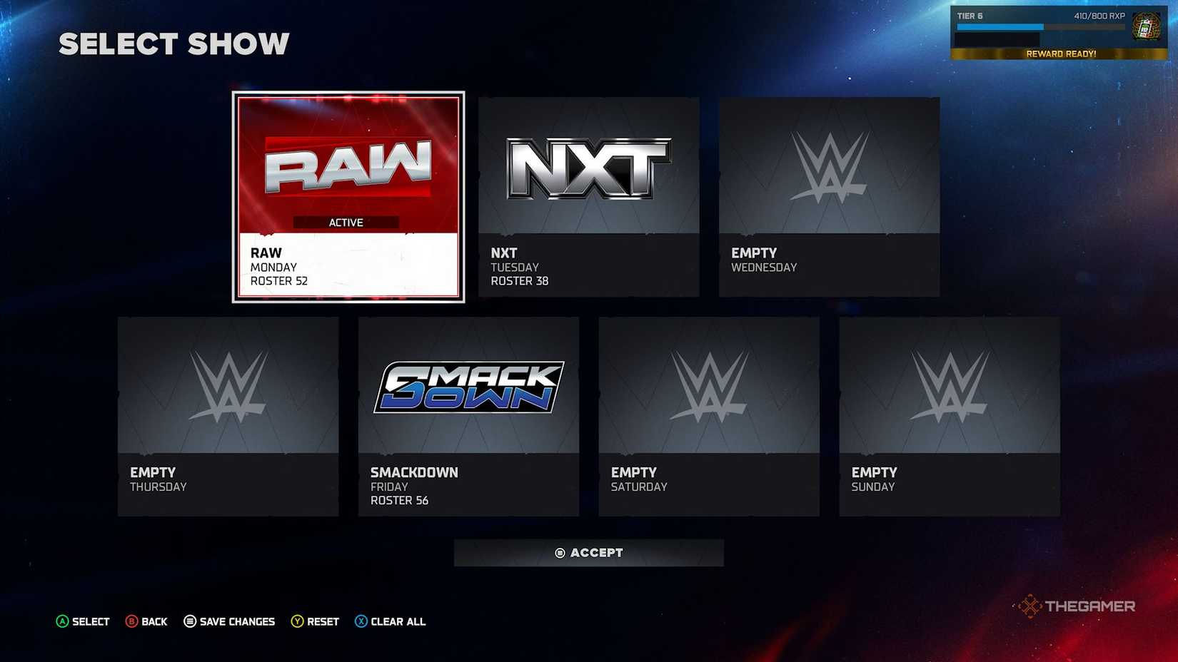 Selecting Raw for your superstar in Universe in WWE 2K26.