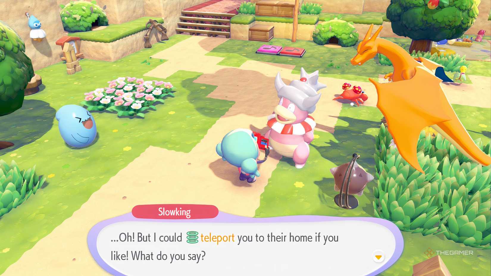 Slow offer to teleport a similar player in Pokemon Pokopia.
