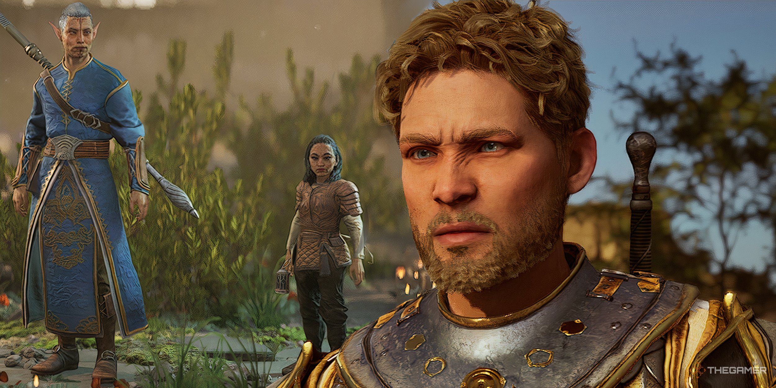 Solasta 2 Blain overlaid with an image of Zoe and an elven mage from character creation.