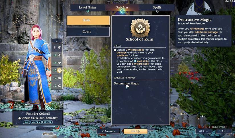 Solasta 2 Wizard Subclass options.