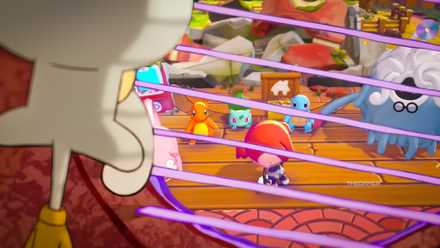 Squdiward looks at Pokopia alone.