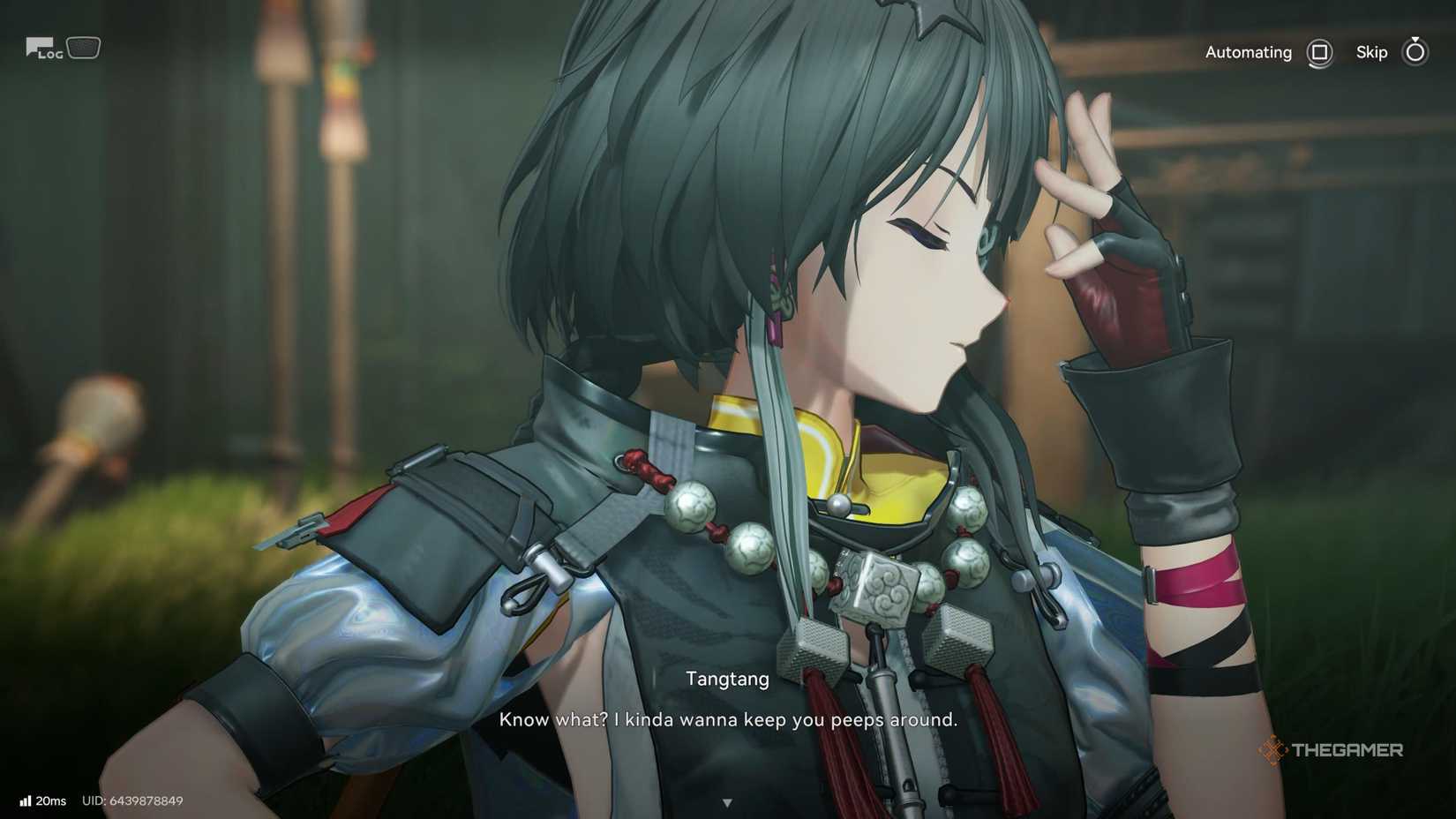 Tangtang talking to the Endmin in Arknights Endfield.