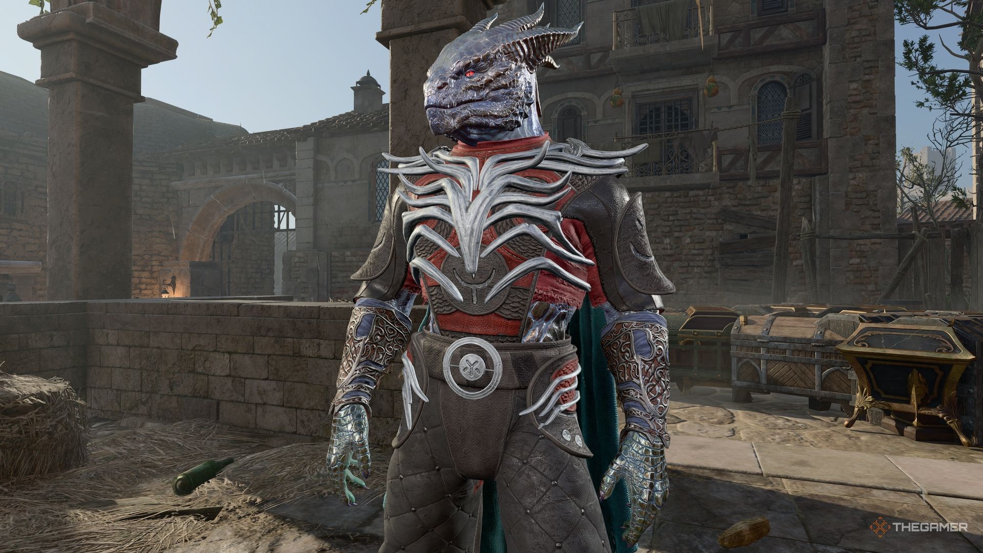 The Dragonborn Tav wearing The Graceful Cloth and the Bracers Defense in Baldur's Gate 3.