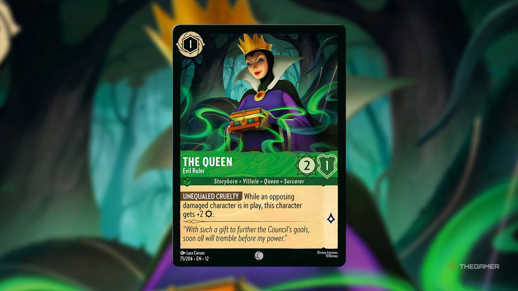 Card The Queen, Evil Ruler Disney Lorcana Wilds Unknown.