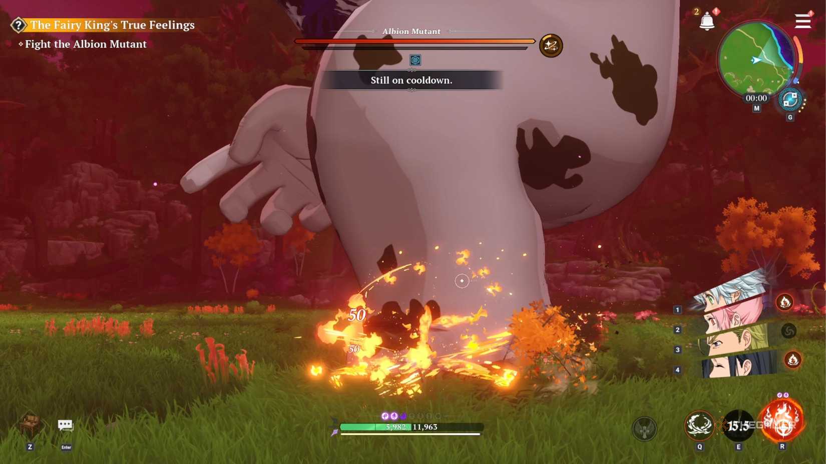 The Seven Deadly Sins Origin attacks Albion Mutant's leg.