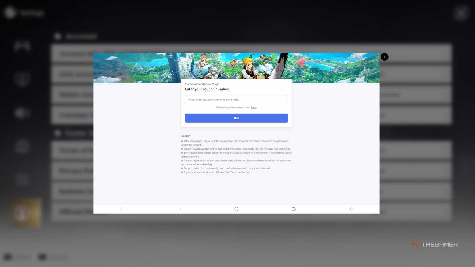 Seven Deadly Sins Origin Codes are used on in-game screens.