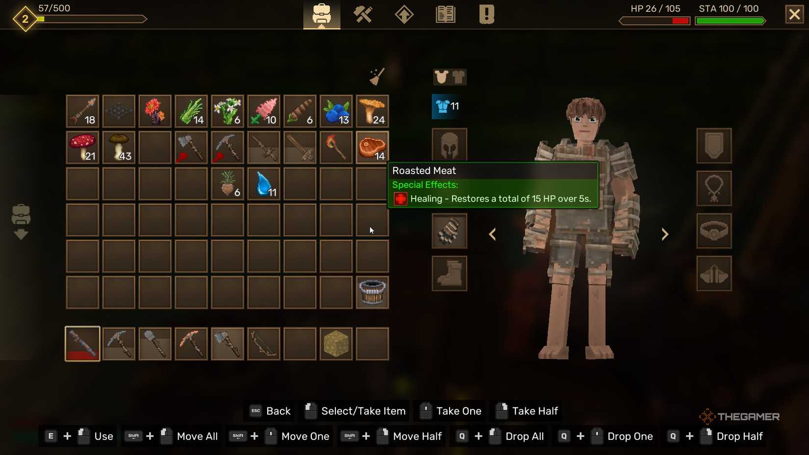 The special effects of eating Roasted Meat in Everwind to restore HP with cooked meals.
