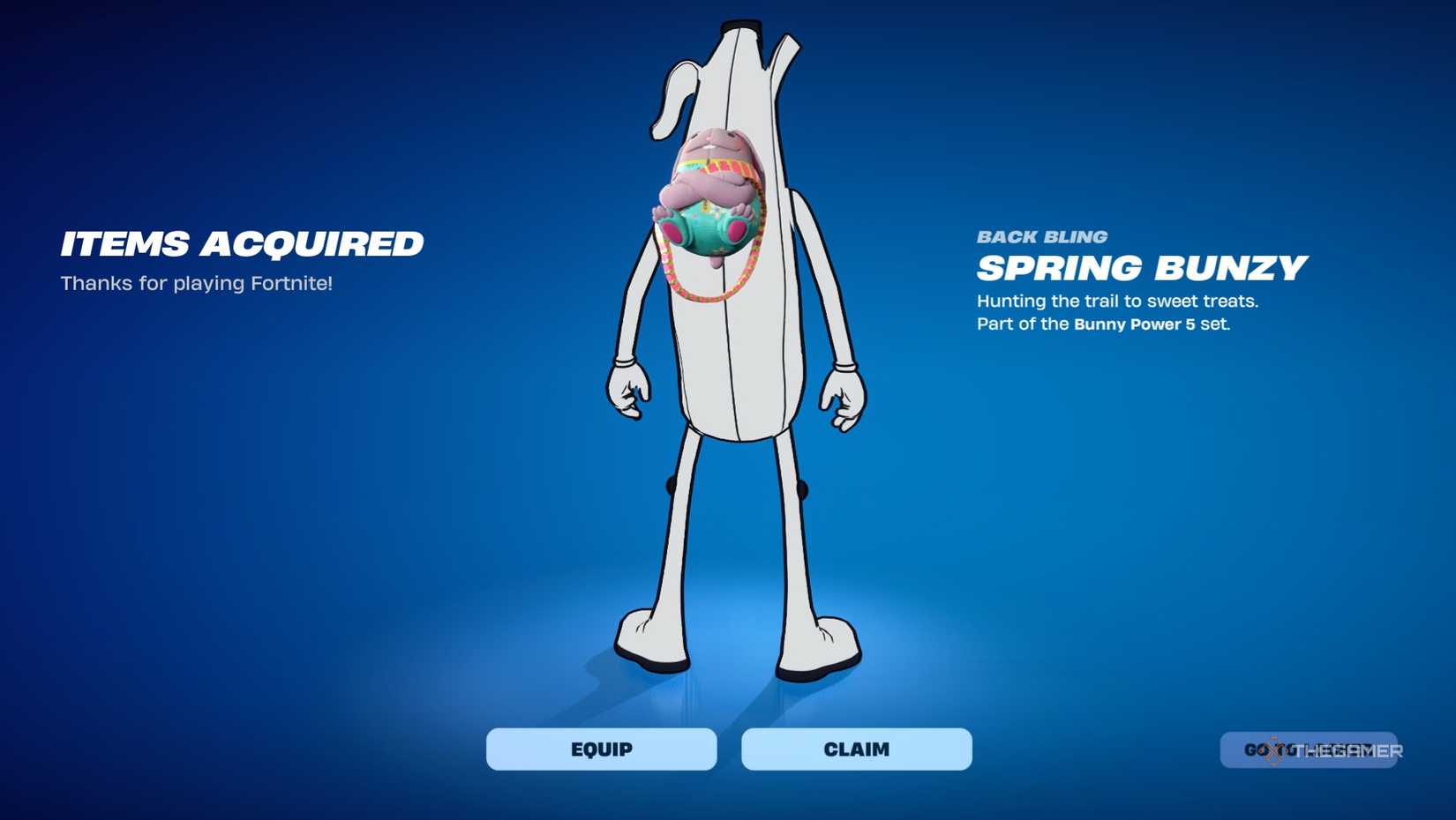 The Spring Bunzy Back Bling in Fortnite.