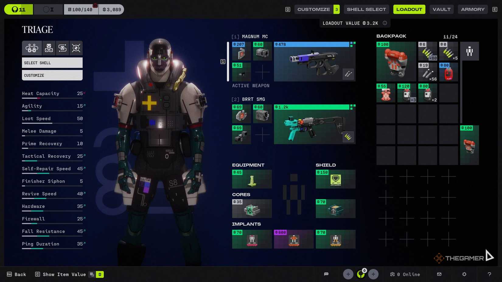 Triage loadout at marathon. 