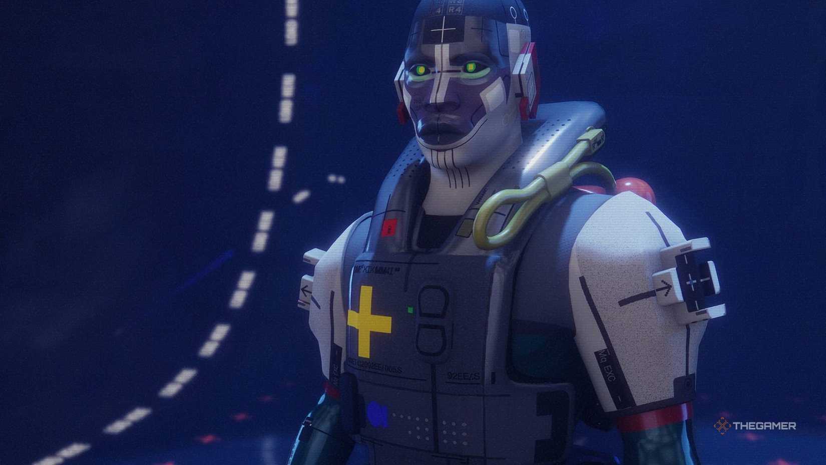 Sorting runner Shell in the Marathon, close-up.