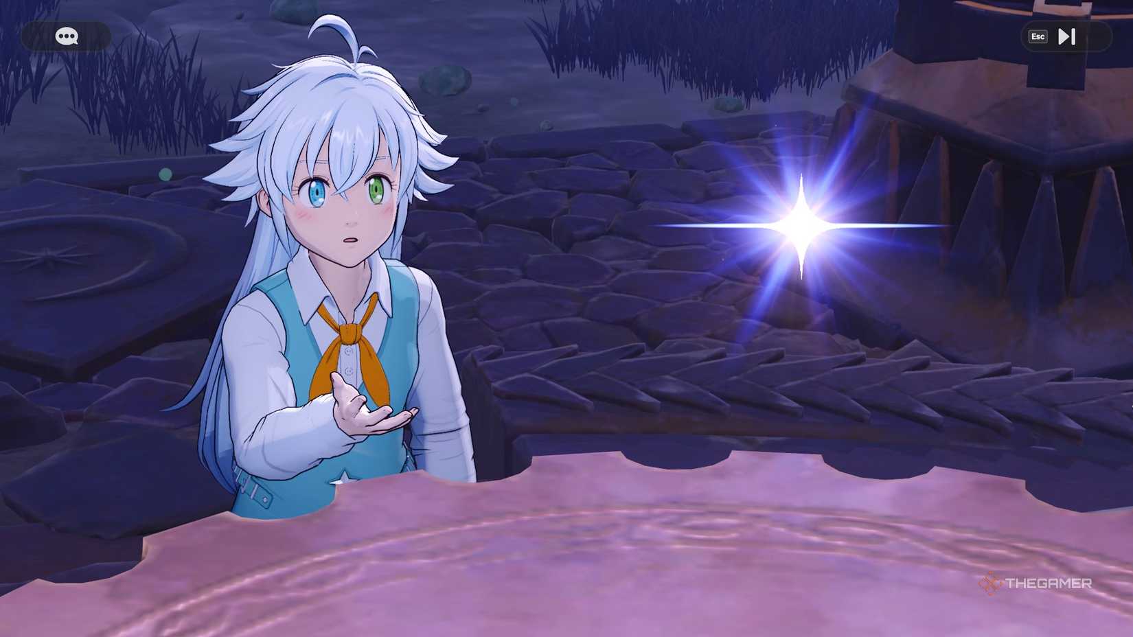 Tristan with their hand out, ready to grab sparkle in Seven Deadly Sins Origin.