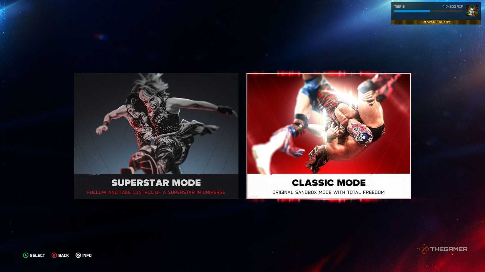 Universe mode, choosing between Superstar and Classic mode in WWE 2K26.