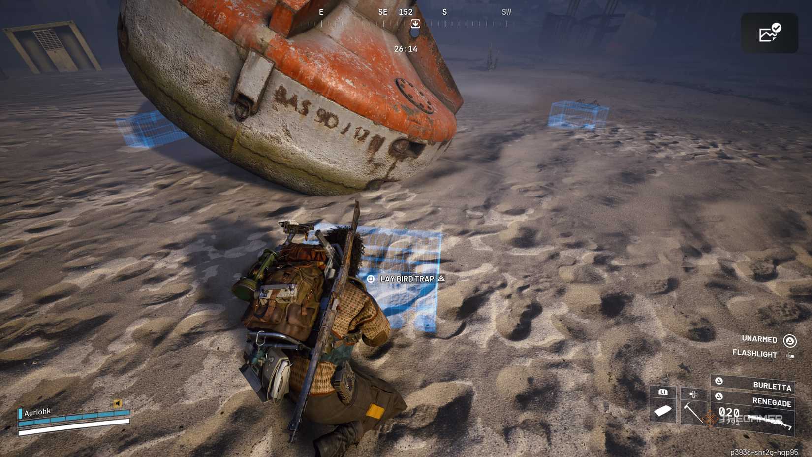 Player raider placing a new trap at a highlighted spot next to a rusty buoy in Riven Tides in Arc Raiders.
