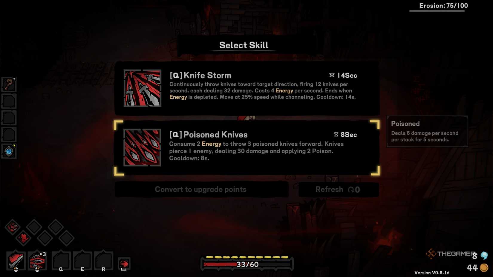 The choice of two Skills for Rue in Cinderia.