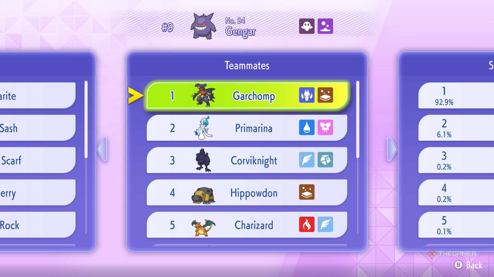 Gengar and its popular teammates in Pokemon Champions.