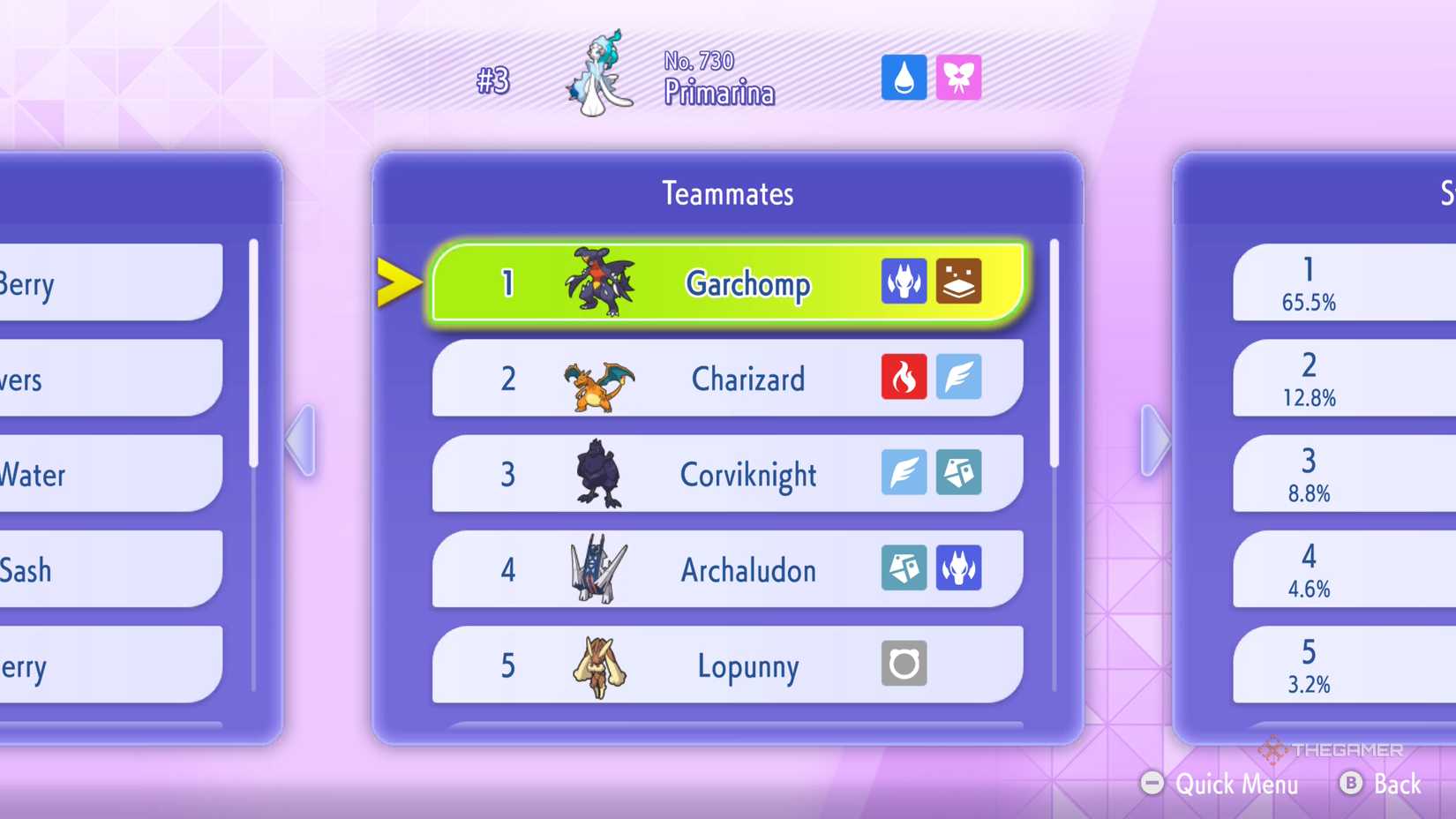 Primarina and its popular teammates in Pokemon Champions.