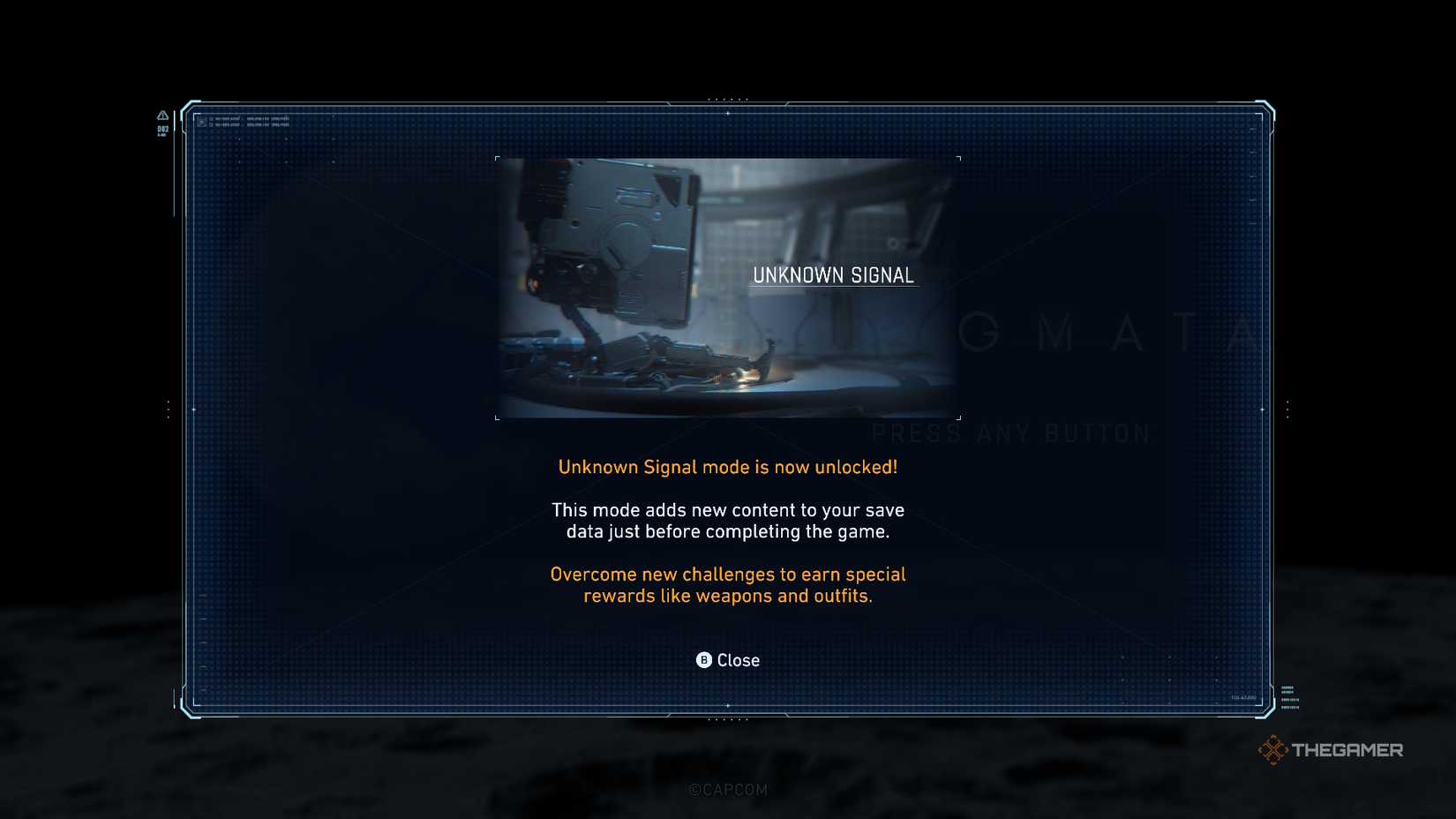 Unlock screen for Unknown Signal mode in Pragmata.