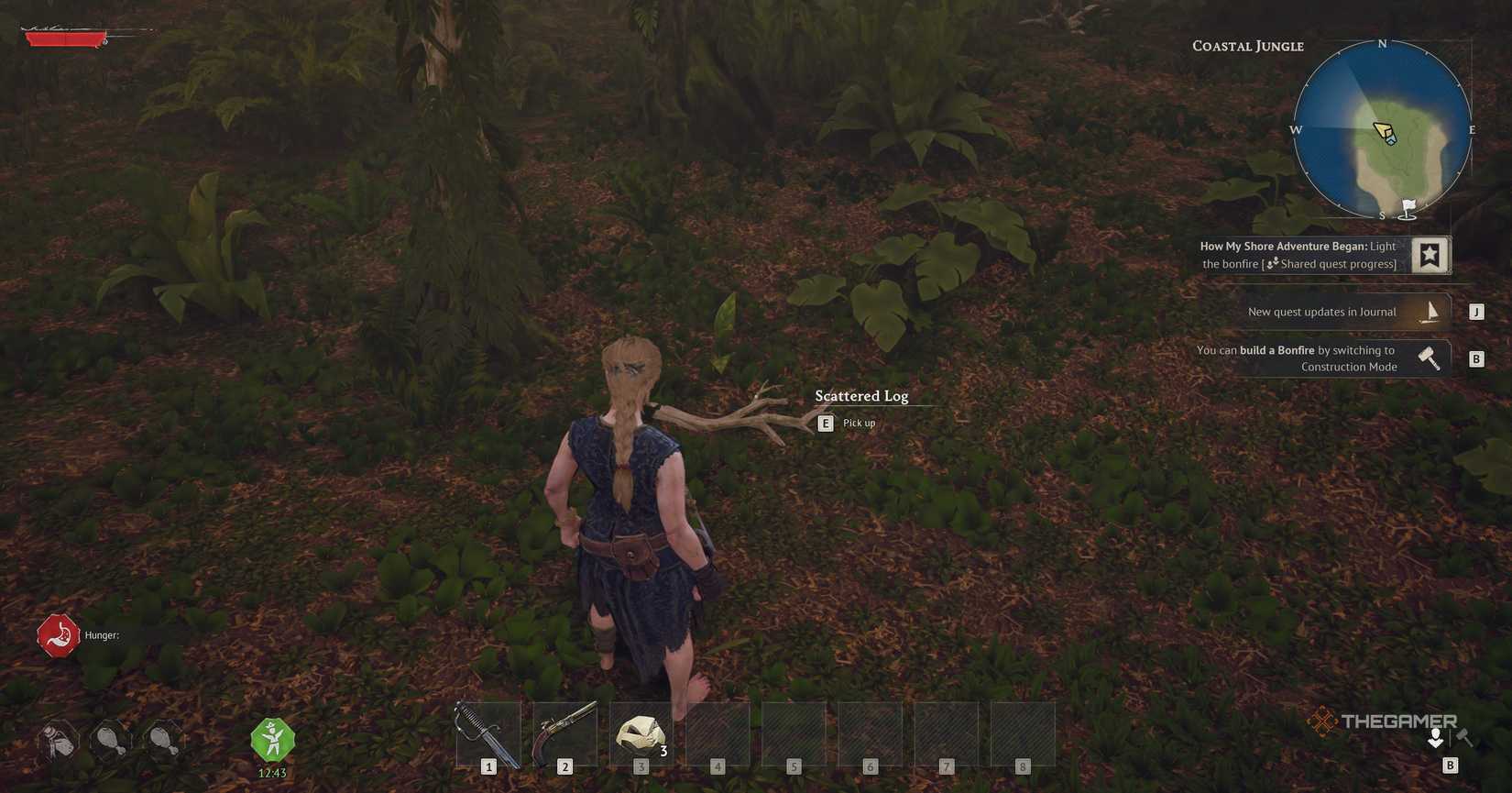 Windrose's character raising sticks.