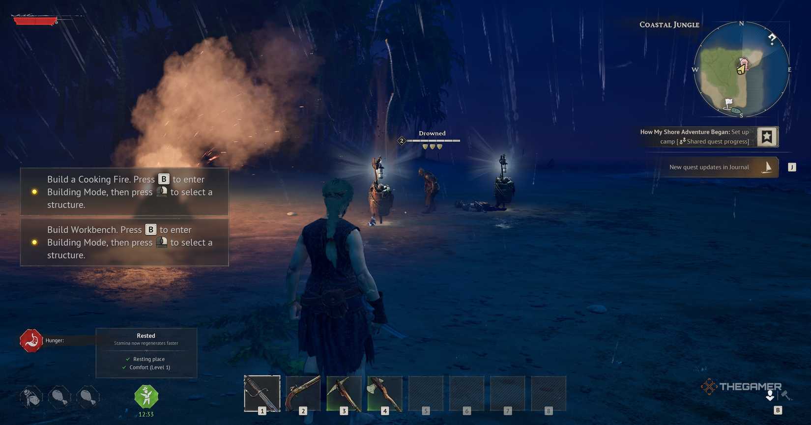 Watching the character drop to his death in Windrose.