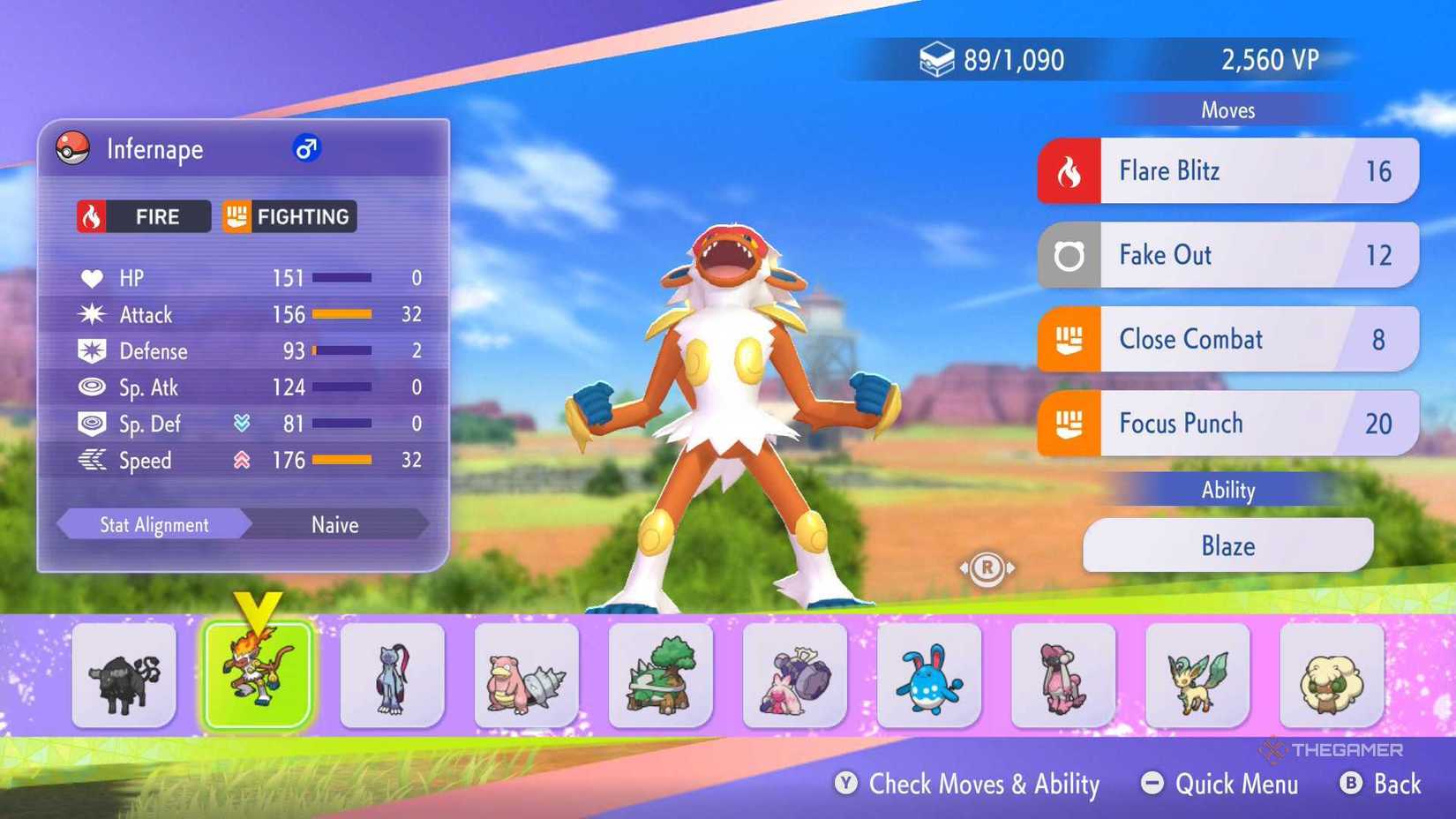 The lineup for recruiting Pokemon using the Fightiny-type Affinity Ticket in Pokemon Champions.