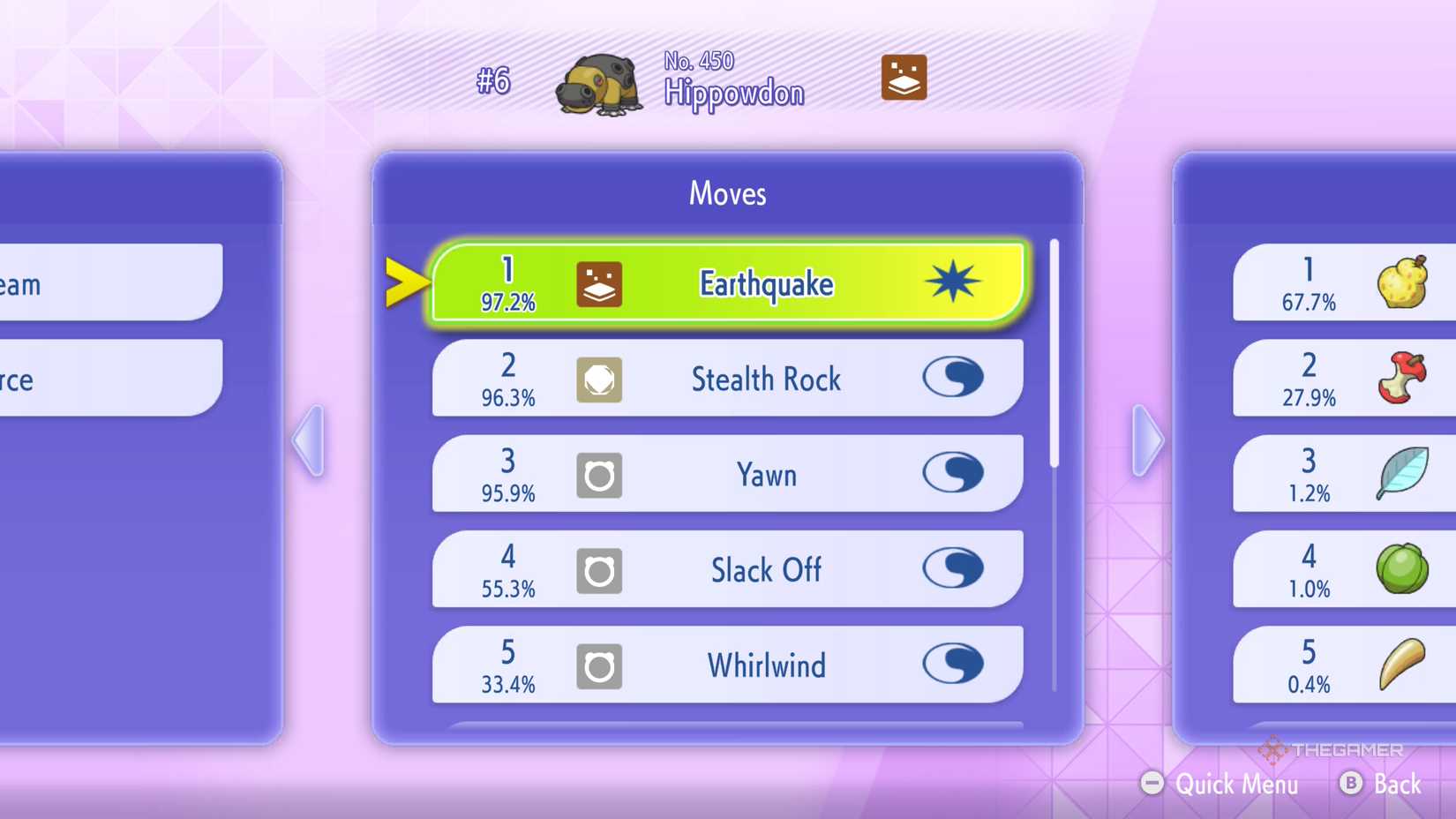 This is Hippodon's most popular move in Pokémon Champions.