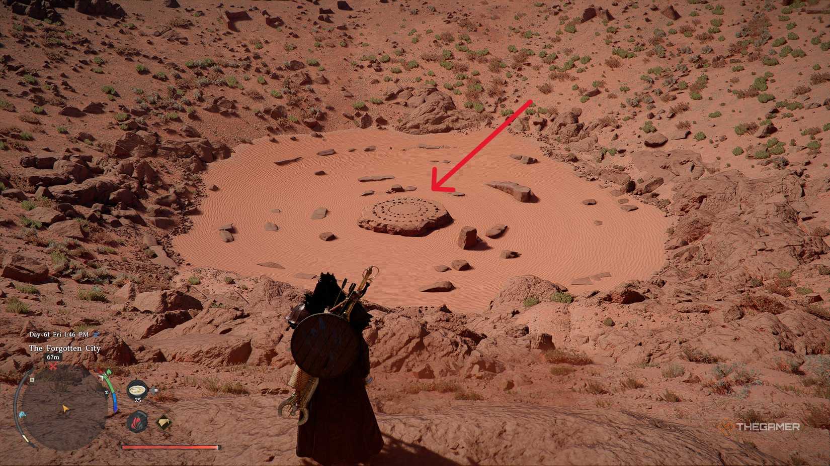 The player discovers and obtains the Alabaster Curved Sword in the Crimson Desert.