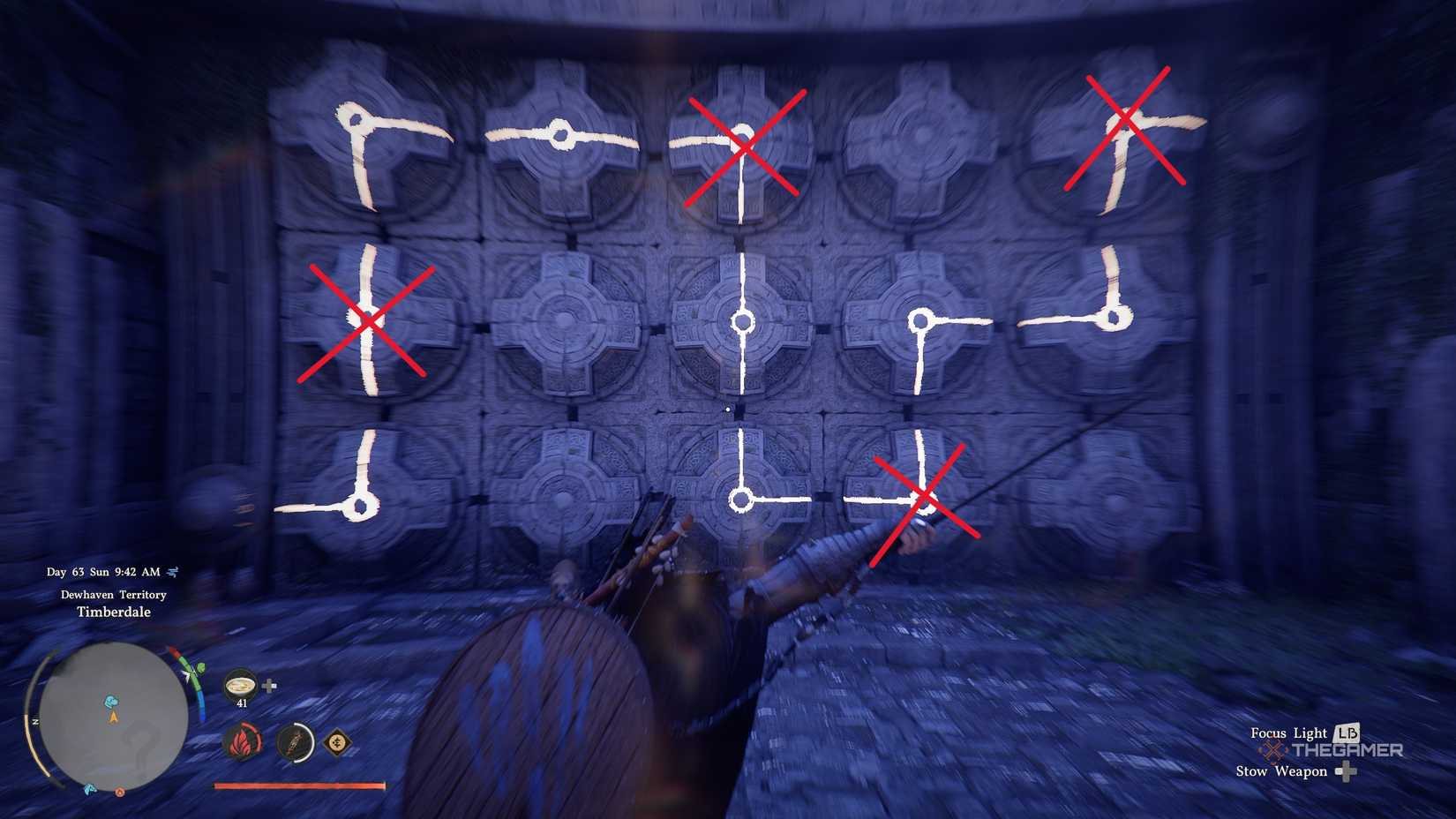 Player completing the Timberdale Ancient Ruins puzzle in the Crimson Desert.