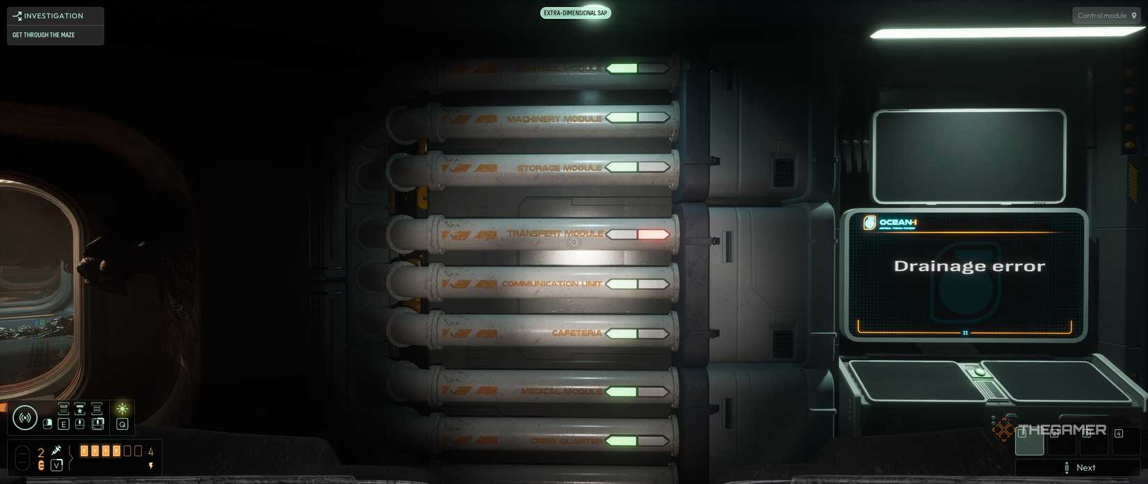 A column of tubes showing that one is experiencing an error in Cthulhu The Cosmic Abyss.