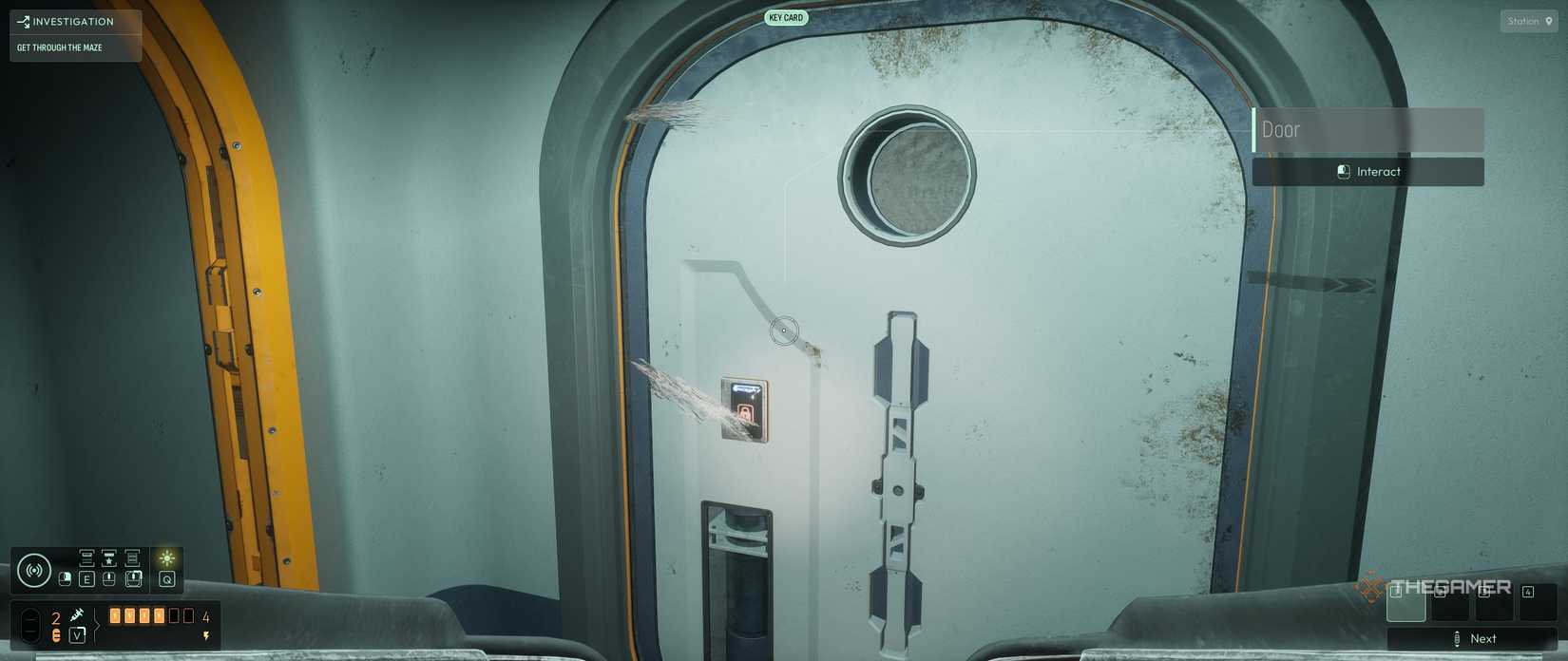 A door blocking the way to a flooded room in Cthulhu The Cosmic Abyss.