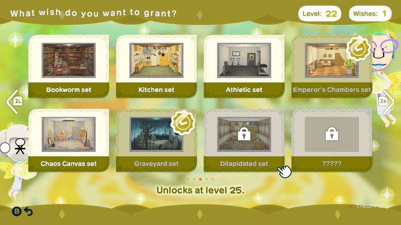 A series of locked and unlocked interiors at the fountain in Tomodachi Life Living the Dream.