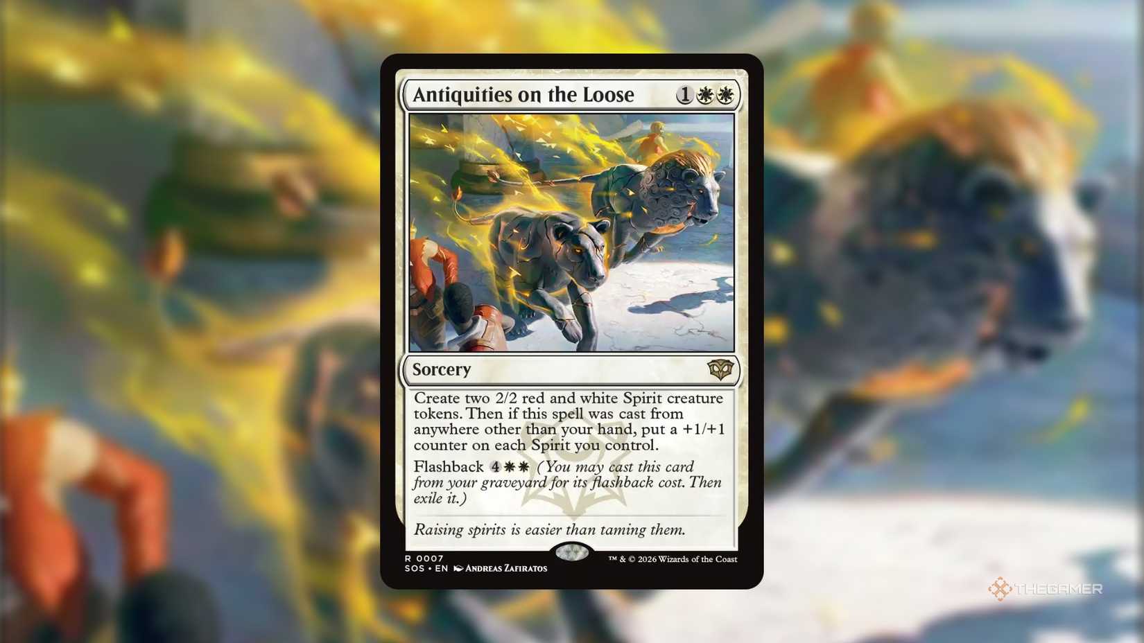 Antiquities on the card Loose MTG Secrets of Strixhaven.