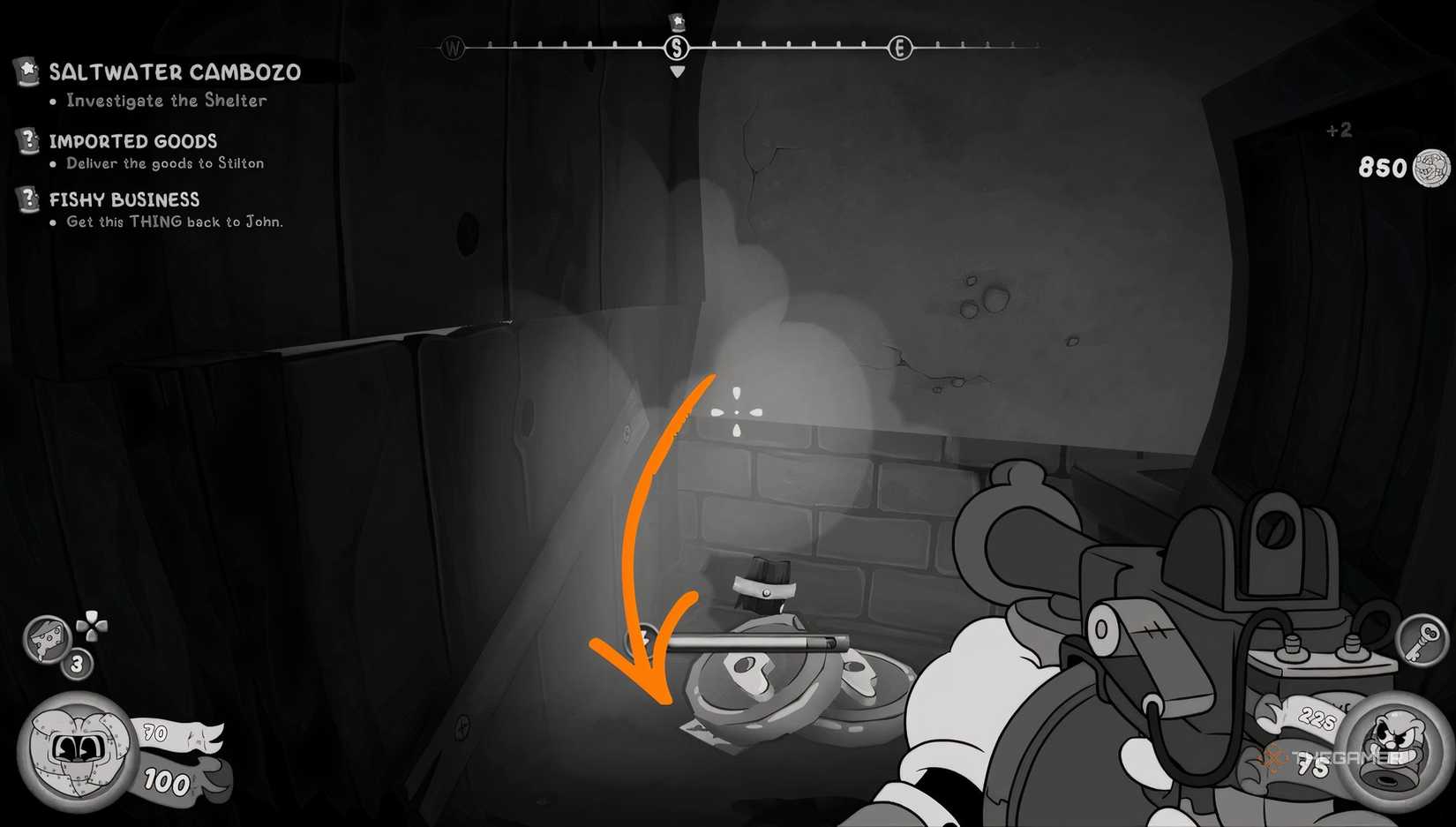 Arrow pointing to the location of the cartoon in Mouse PI For Hire.
