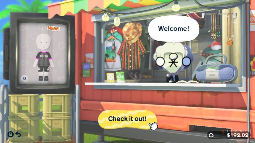 Buying a soccer uniform at the Marketplace in Tomodachi Life Living the Dream.