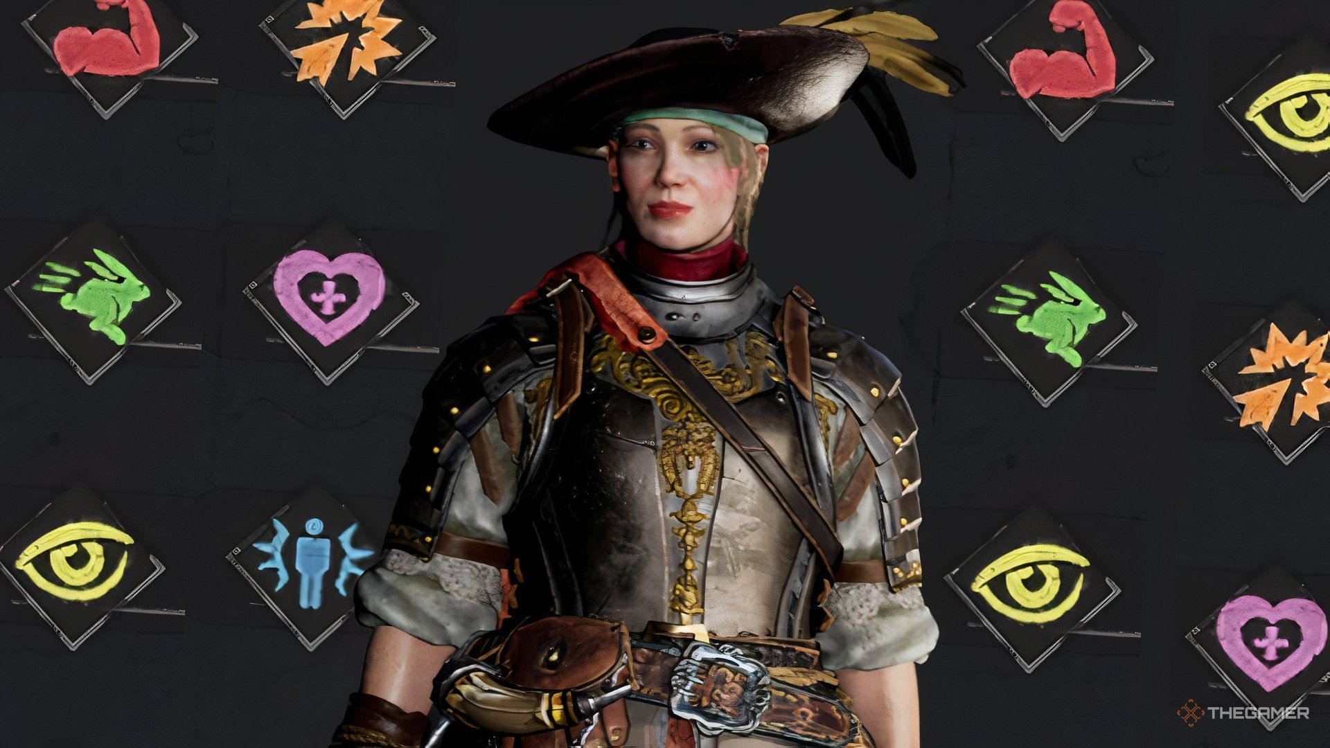 Characters with stats around them in Windrose.