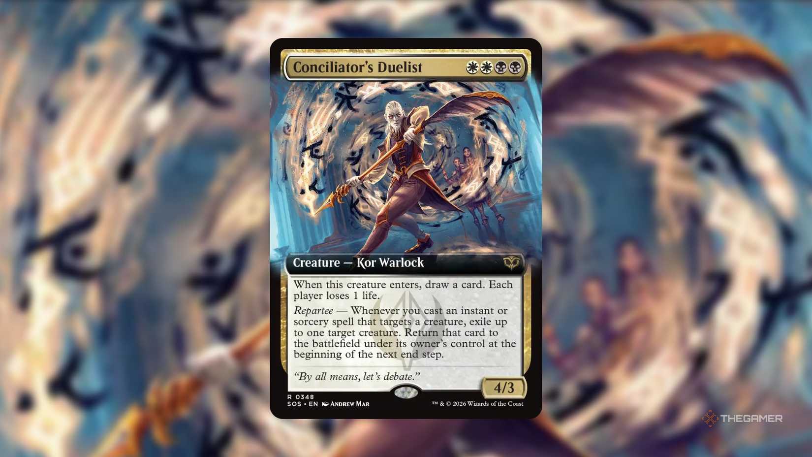 This is the Arbiter's Duelist MTG card from Secrets of Strixhaven.