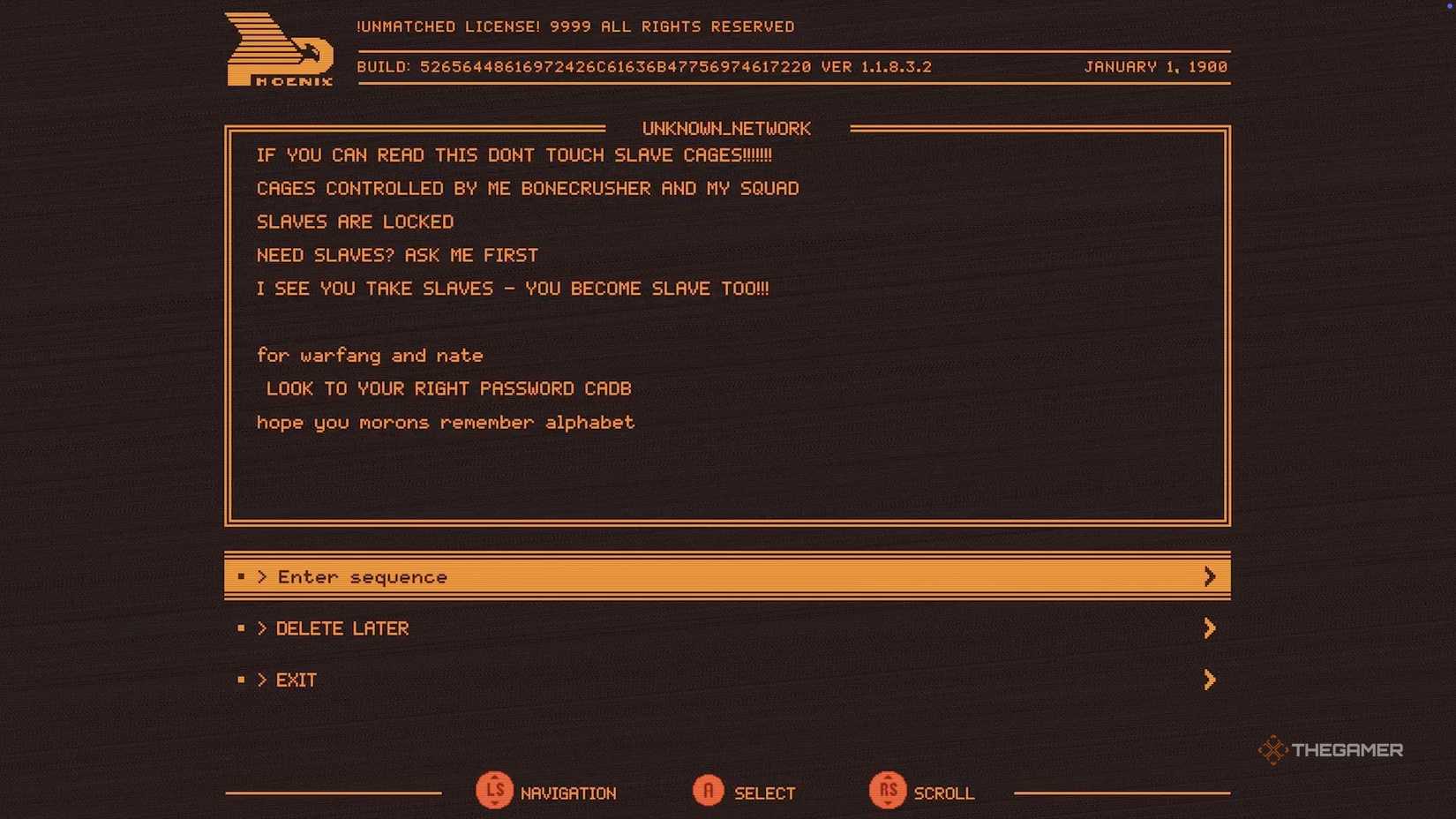 Console interface for opening the cage of a termite nest in Replaced.