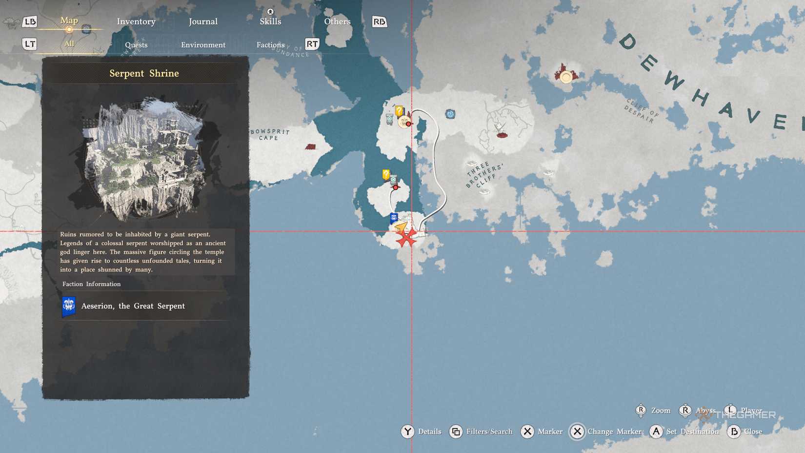 Scale location of Aeserion on the map in the Crimson Desert.
