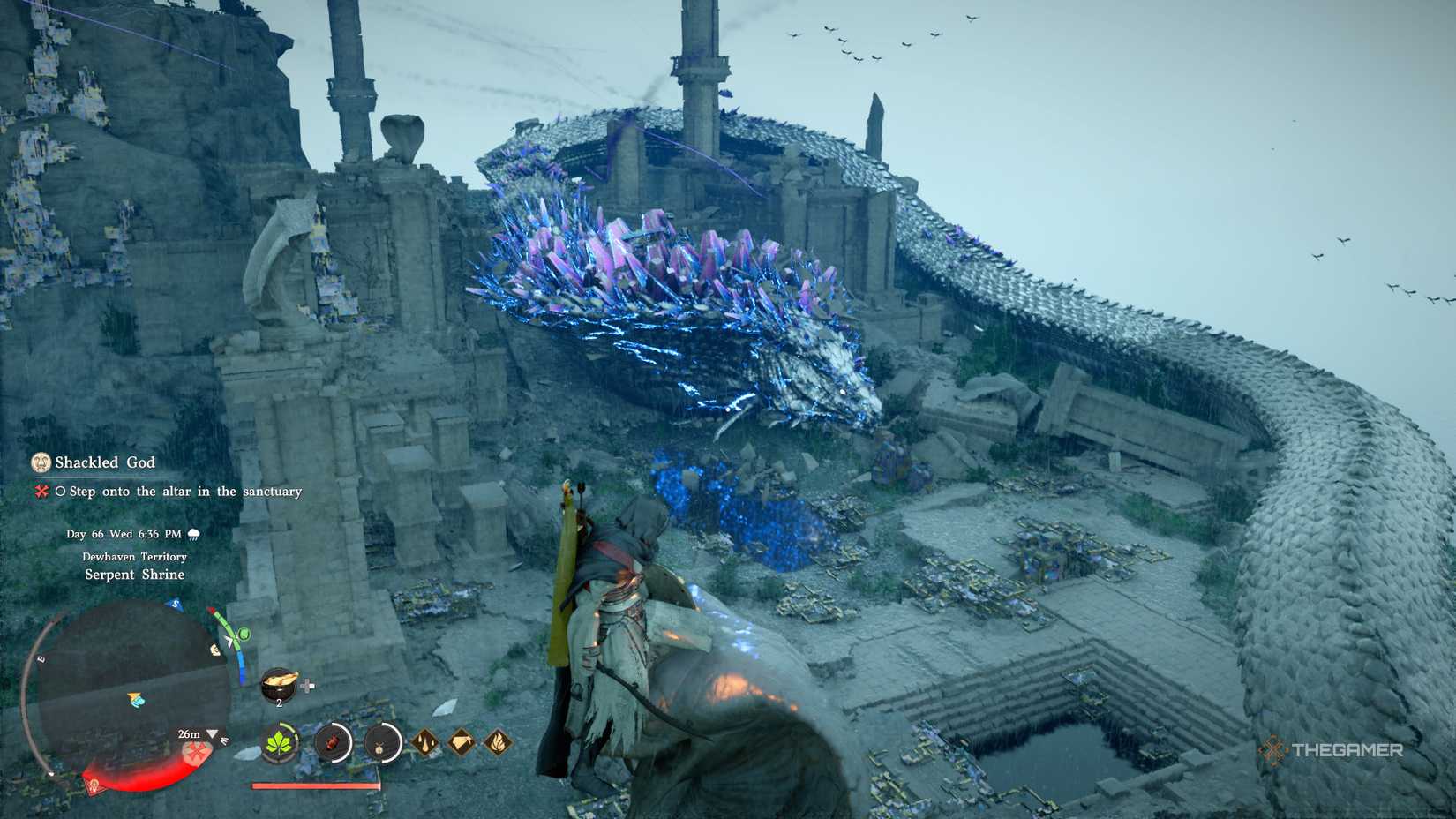 Serpent slithering across the crimson desert.