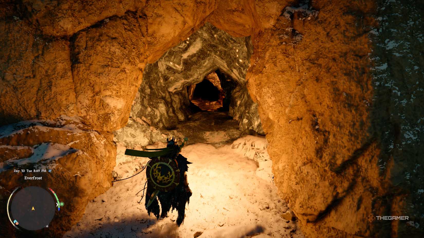 Entrance to Everfrost Cave in the Crimson Desert.