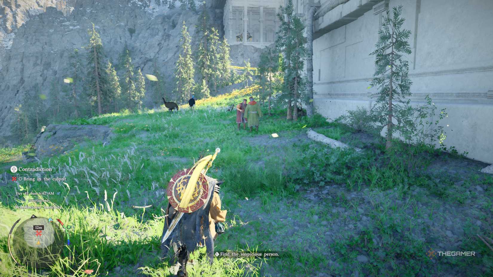 Approach the criminal in the Crimson Desert.