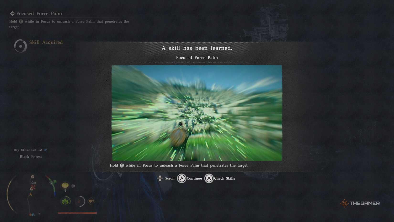 The Focused Force Palm Skill Learned in the Crimson Desert.