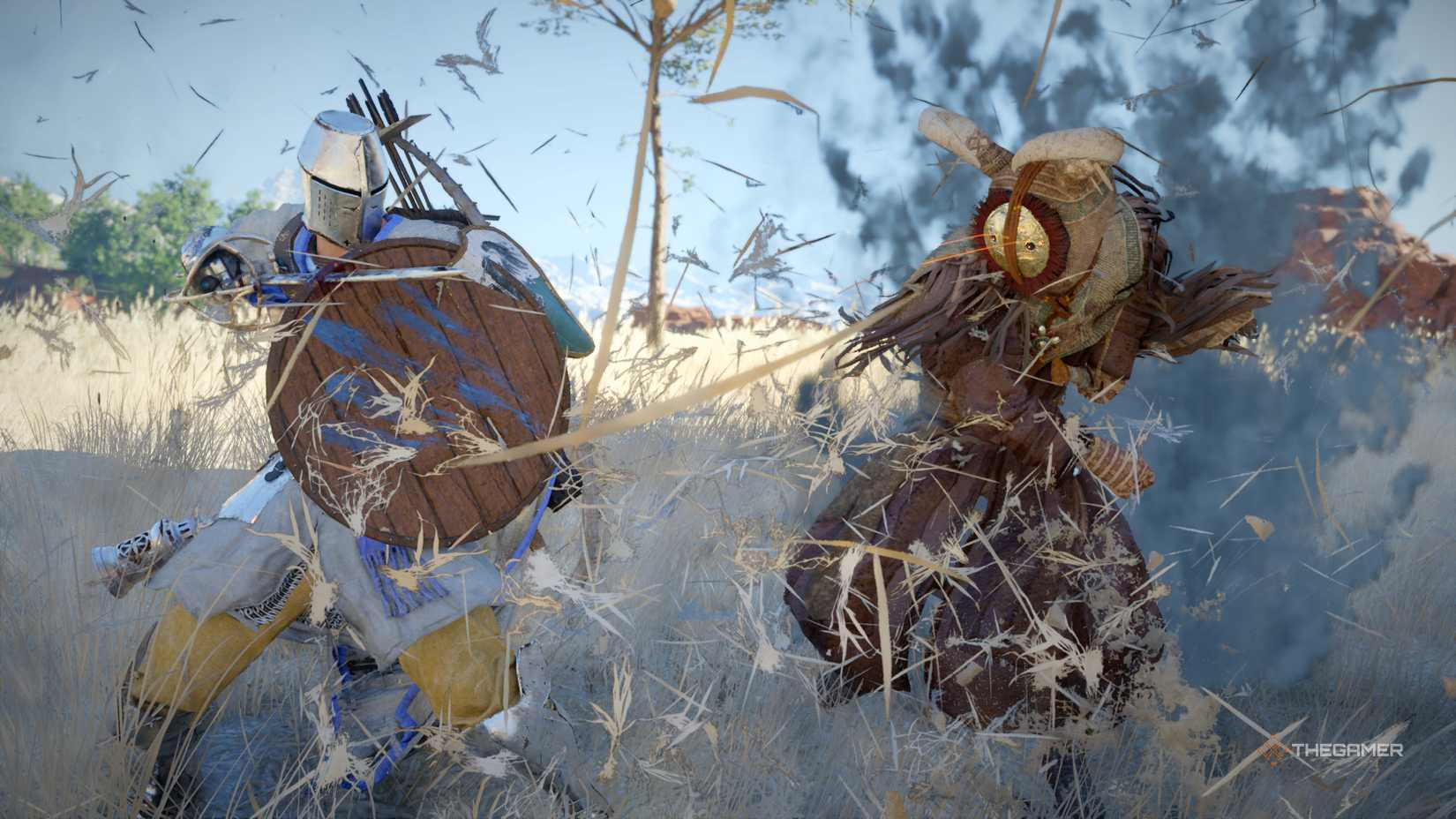 Cliff battles the Red Devil in the Crimson Desert.