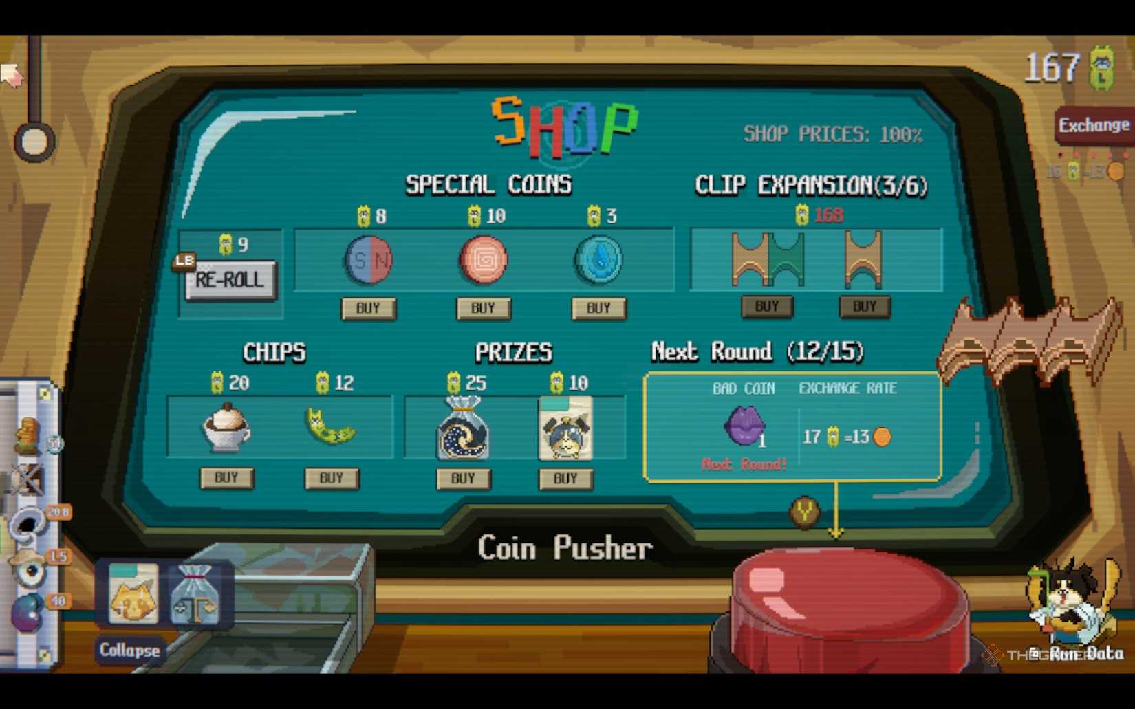 Shop screen in Raccoin.