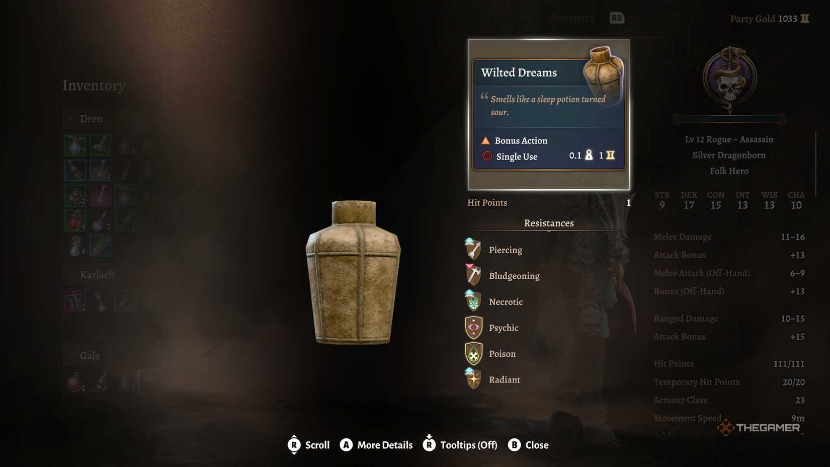 Checking out Wilted Dreams in Baldur's Gate 3.