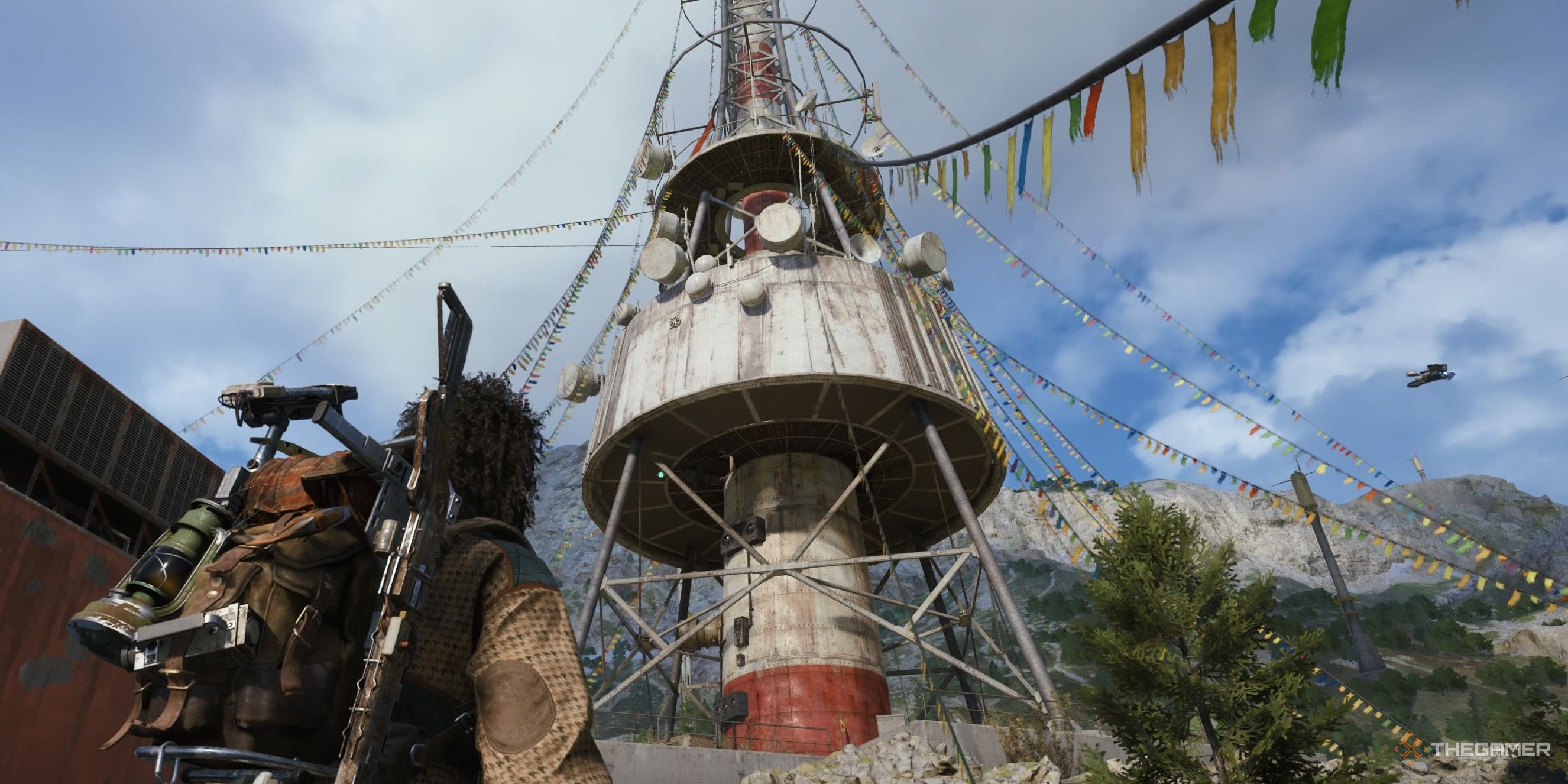 The player radar looking up at the giant antenna on Pilgrim's Peak in the Blue Gate in Arc Raiders.