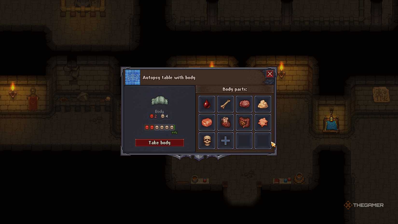 Graveyard Keeper Performs an autopsy on a corpse.